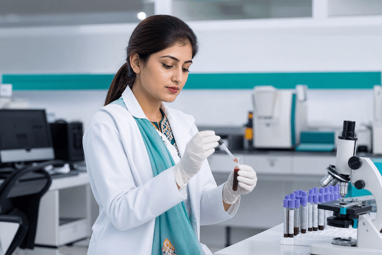 Laboratory technologist preparing a diagnostic sample